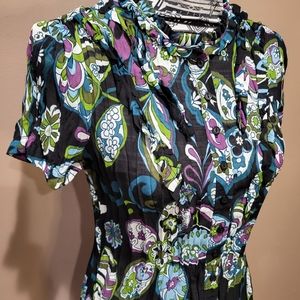 Allison Taylor crinkle semi sheer fabric floral top sz M *3/$30 Sale*